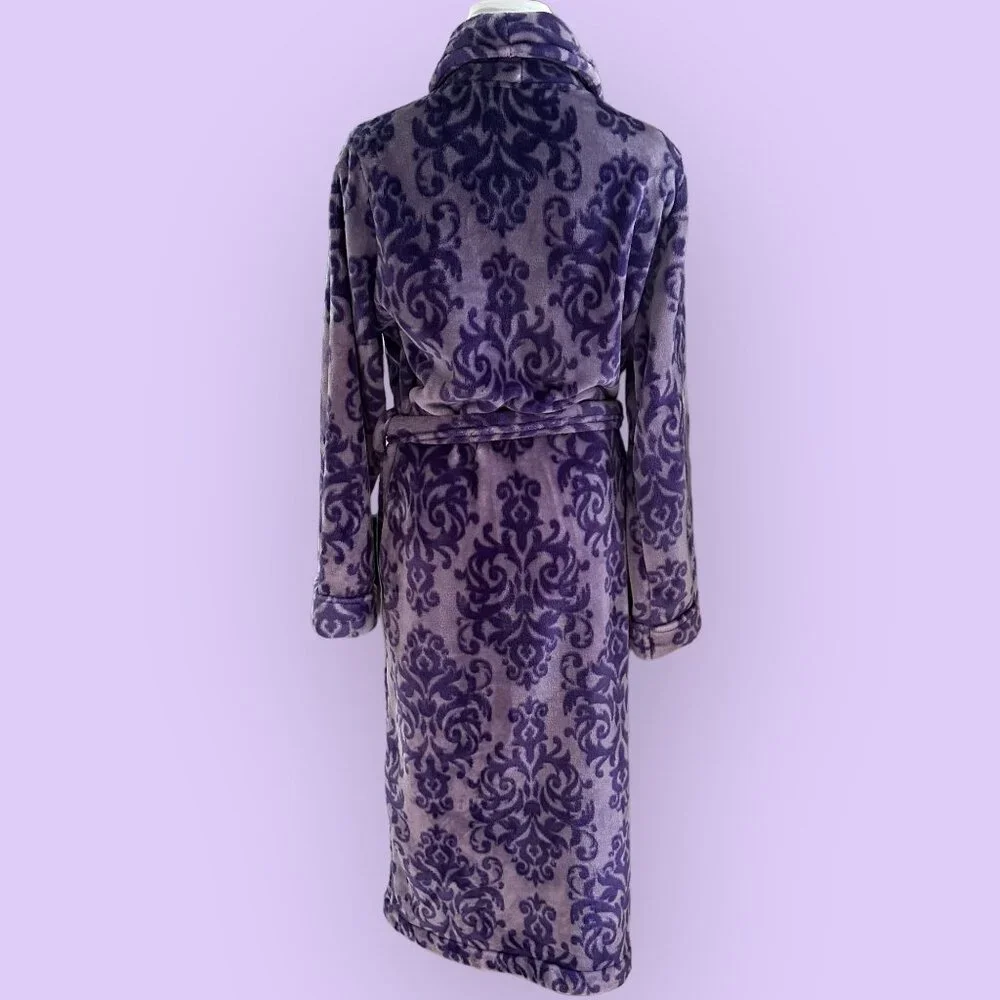 Nordstrom Women's Plush PURPLE BATHROBE Robe Medium Used - Picture 5 of 5